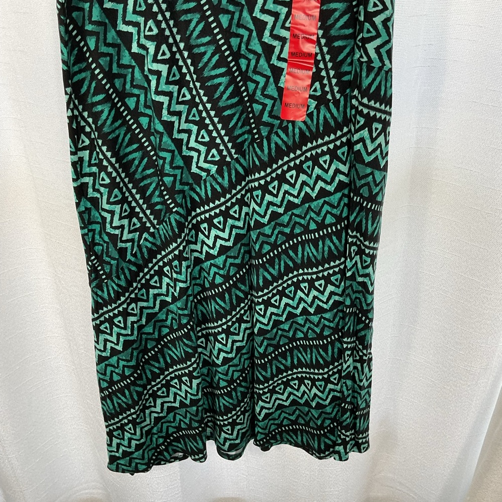 Maxi Skirt Stretch Women Size Medium Green black - Picture 4 of 5